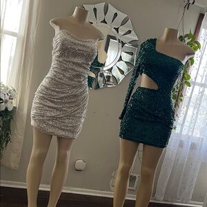1ST DRESS L 2ND IS M. BOTH NEW NEVER WORN AMAZING PRICES!!